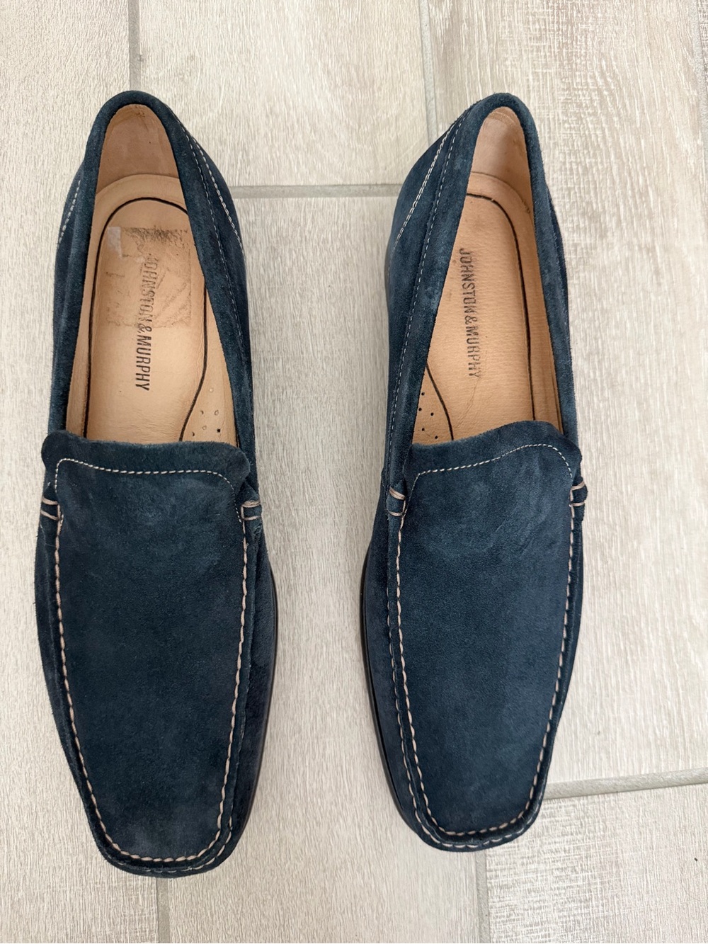 Johnston & Murphy Navy Suede Slip-On Loafers - Picture 2 of 10